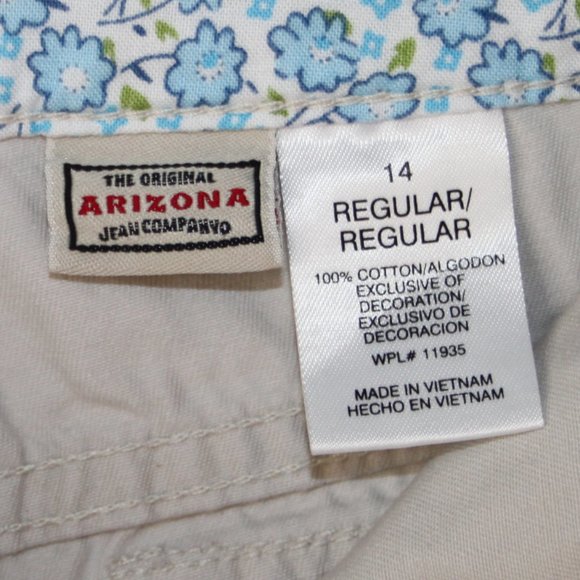VTG 90s ARIZONA KHAKI CREAM JEAN SHORTS GIRLS SZ 14 REG 100% COTTON MULTI POCKET - Picture 9 of 15
